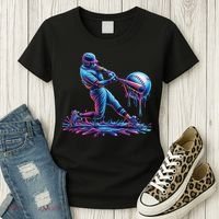 Ice Cream Drip Baseball Bat Baseball Player Women's T-Shirt thumb 3