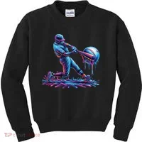 Ice Cream Drip Baseball Bat Baseball Player Kids Sweatshirt thumb 0