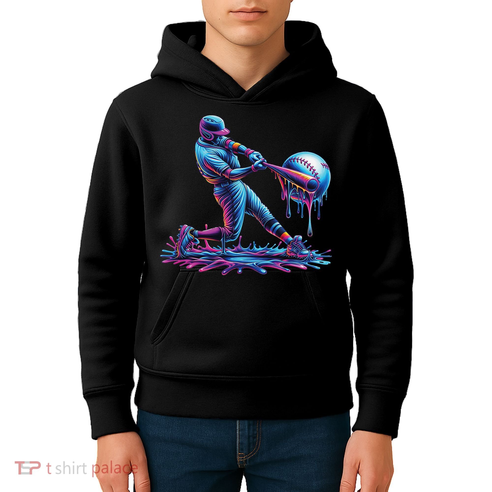 Ice Cream Drip Baseball Bat Baseball Player Kids Hoodie
