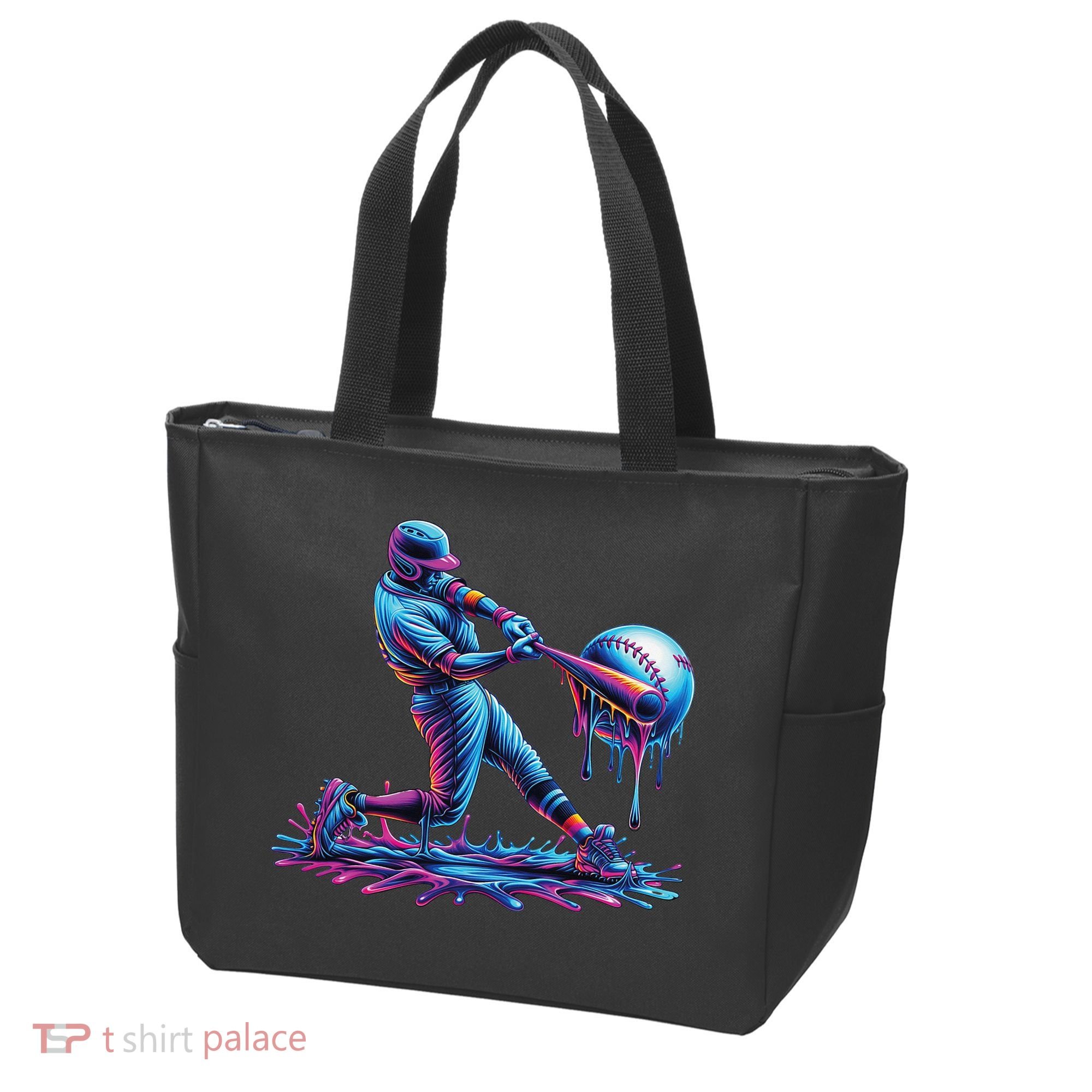 Ice Cream Drip Baseball Bat Baseball Player Tote Bag