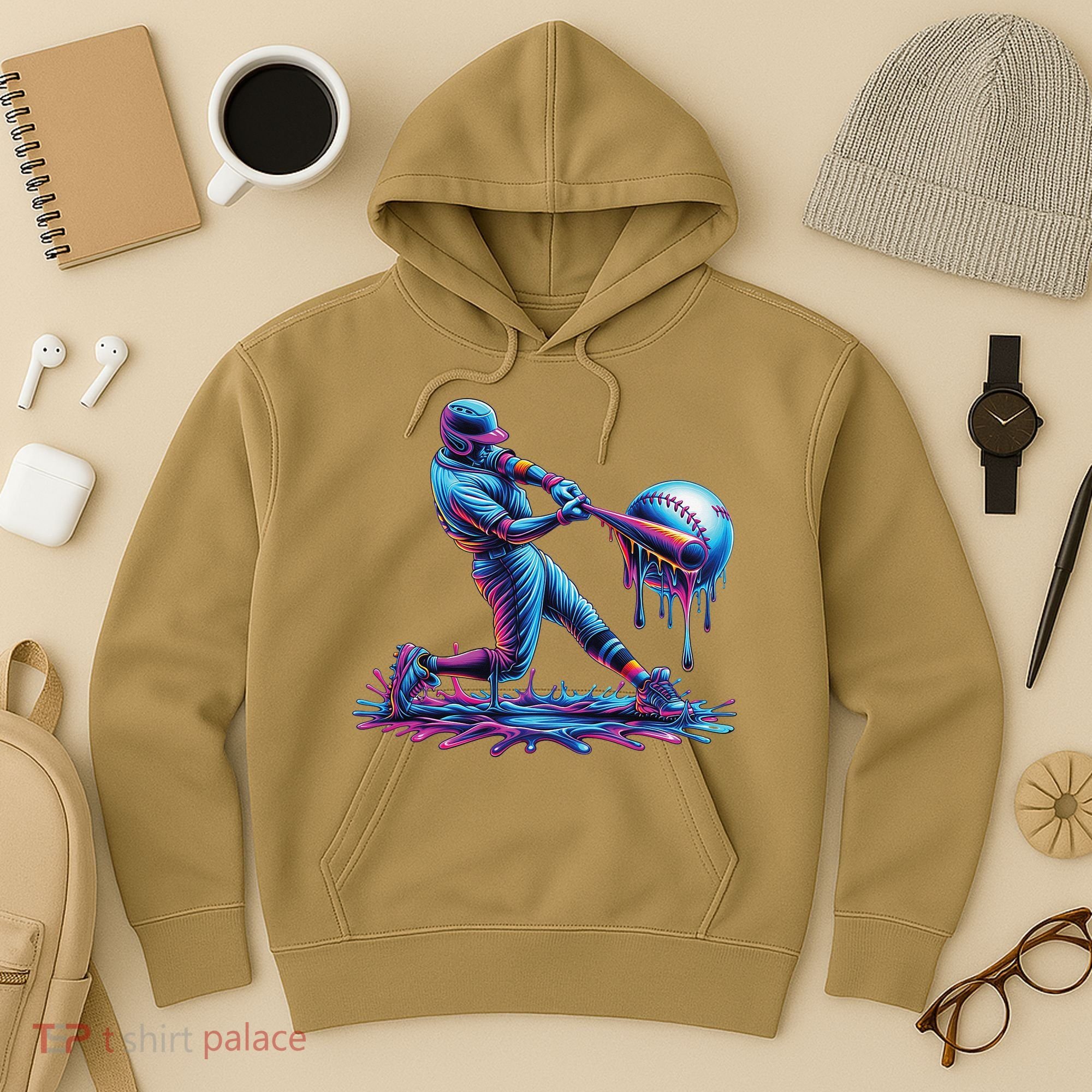Ice Cream Drip Baseball Bat Baseball Player Hoodie