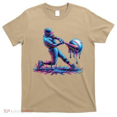Ice Cream Drip Baseball Bat Baseball Player T-Shirt