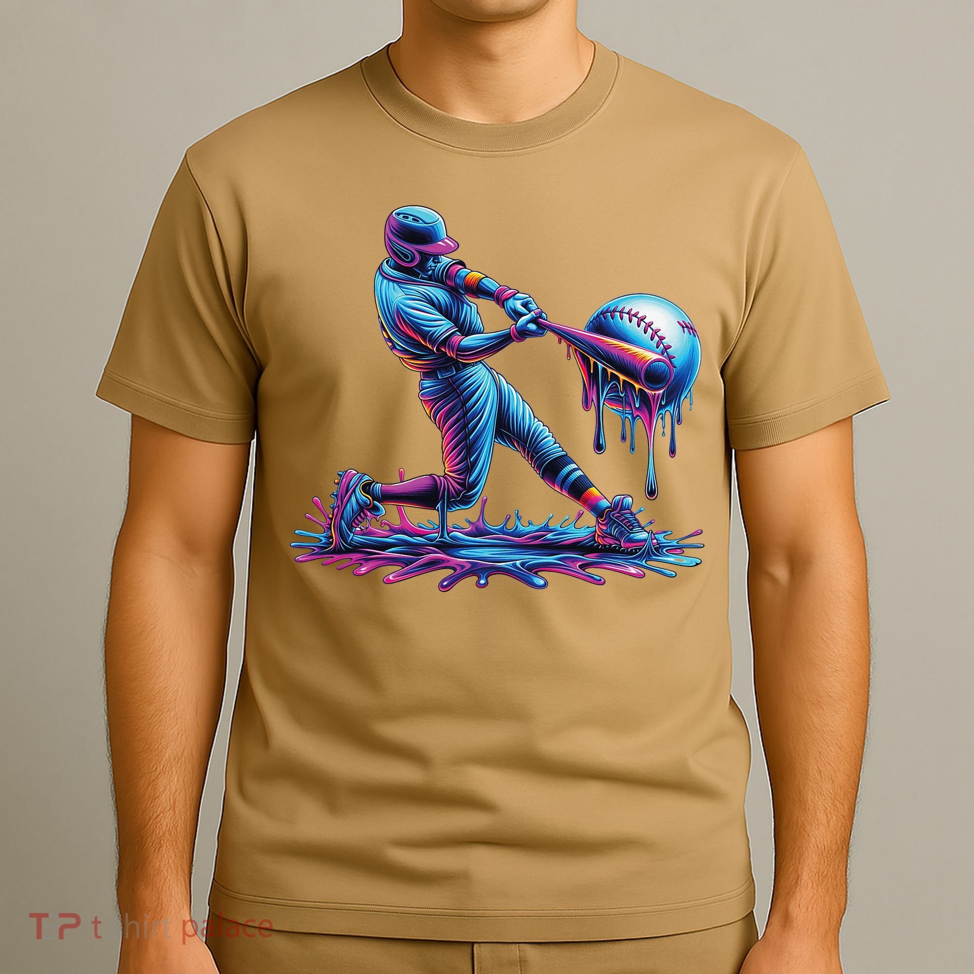 Ice Cream Drip Baseball Bat Baseball Player T-Shirt