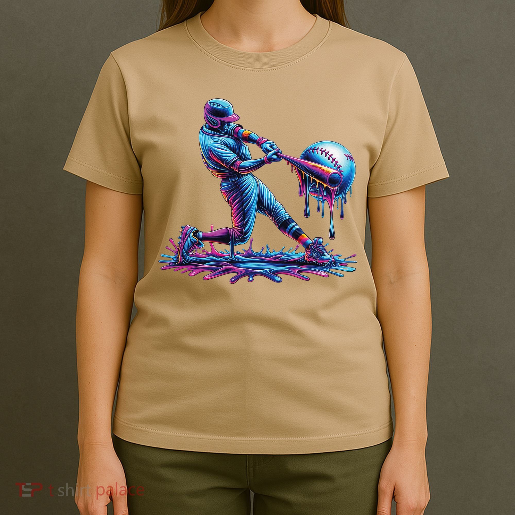 Ice Cream Drip Baseball Bat Baseball Player T-Shirt