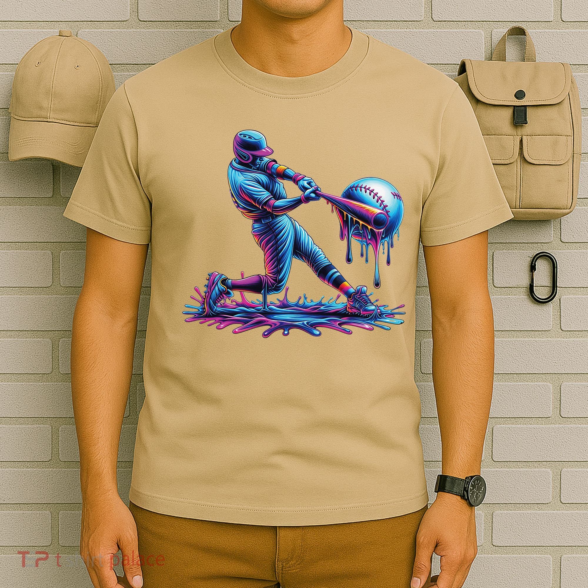 Ice Cream Drip Baseball Bat Baseball Player T-Shirt