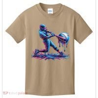 Ice Cream Drip Baseball Bat Baseball Player Kids T-Shirt thumb 0