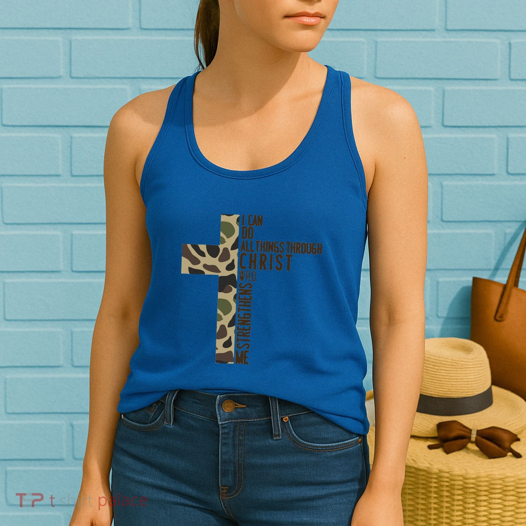 I Can Do All Things Through Christ Who Strengthens Me Camo Women's Tank Top