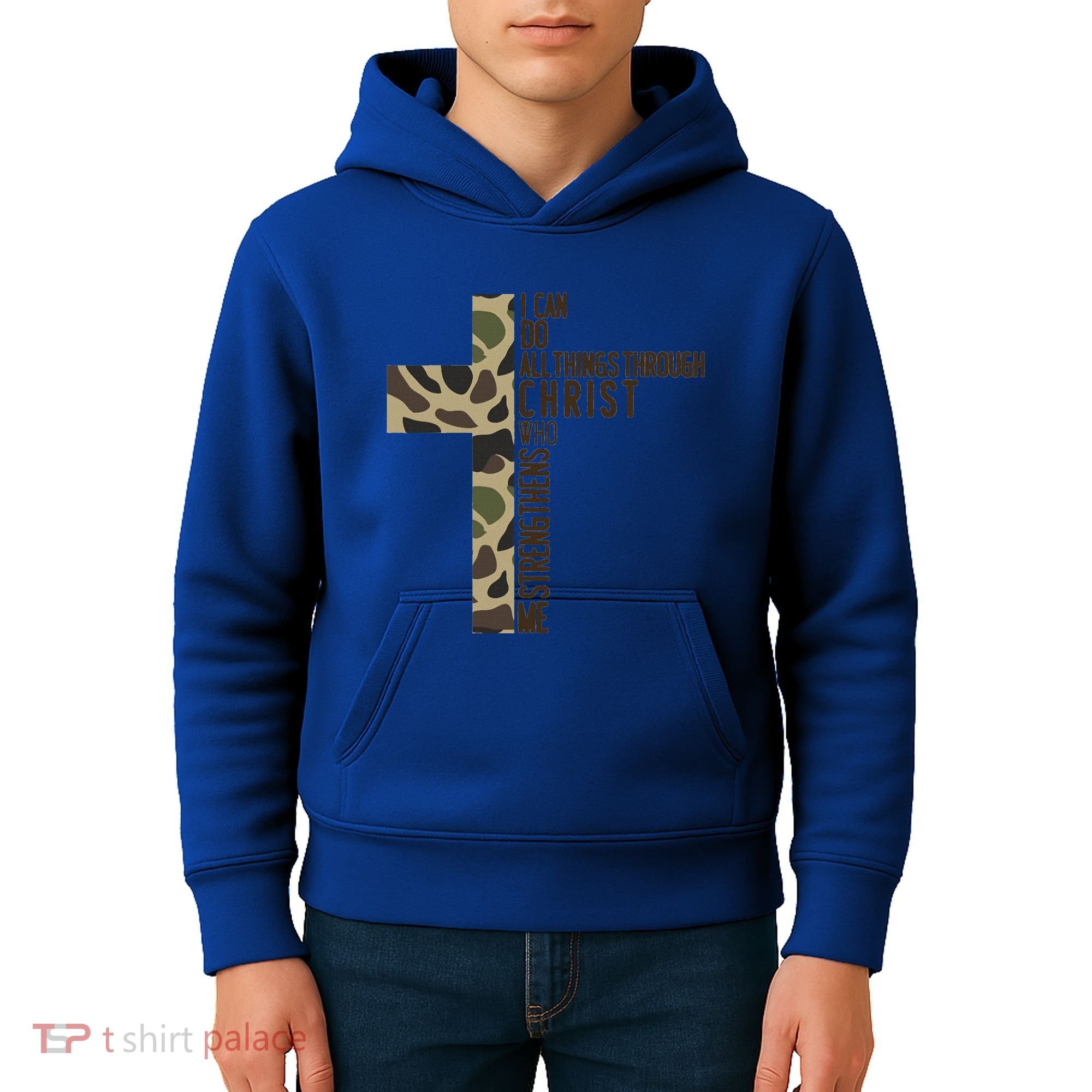 I Can Do All Things Through Christ Who Strengthens Me Camo Kids Hoodie