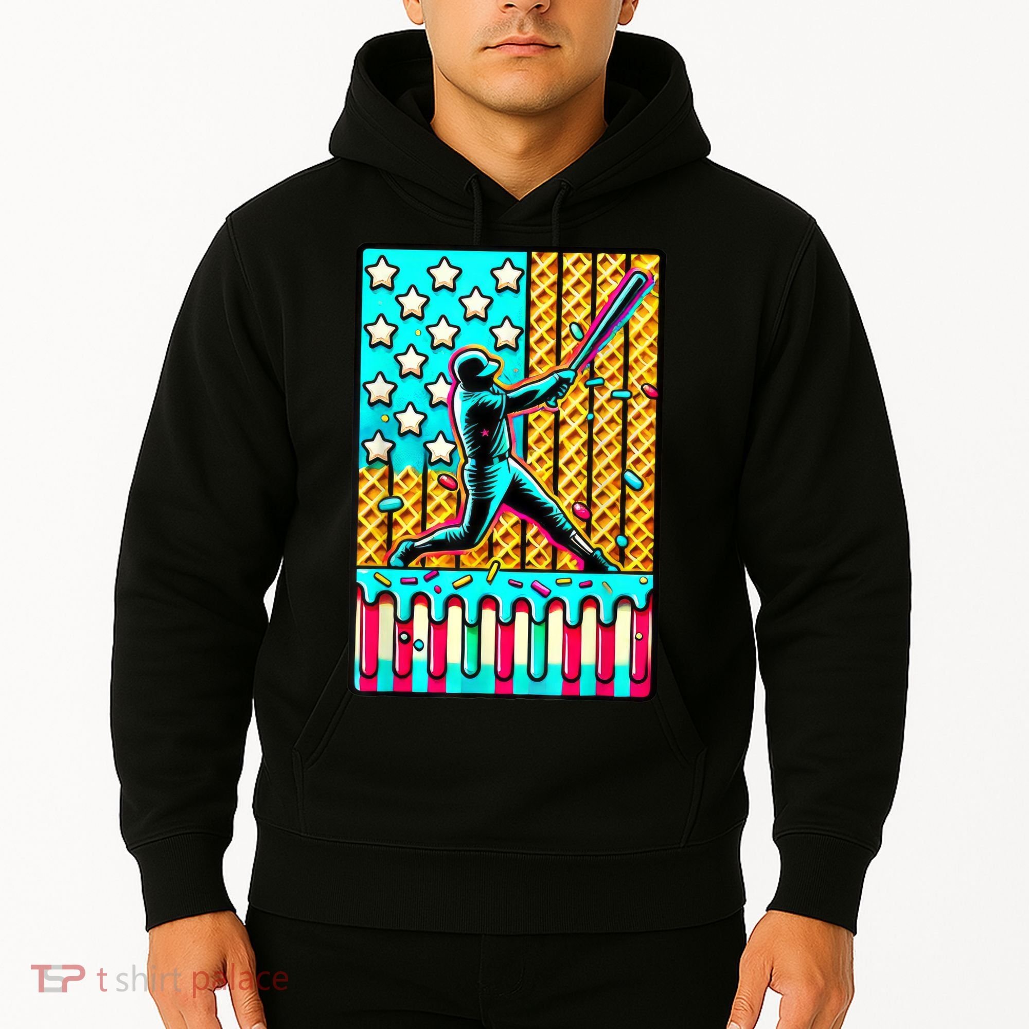 Ice Cream Drip Baseball Stuff Drip For Boy American Flag  Hoodie
