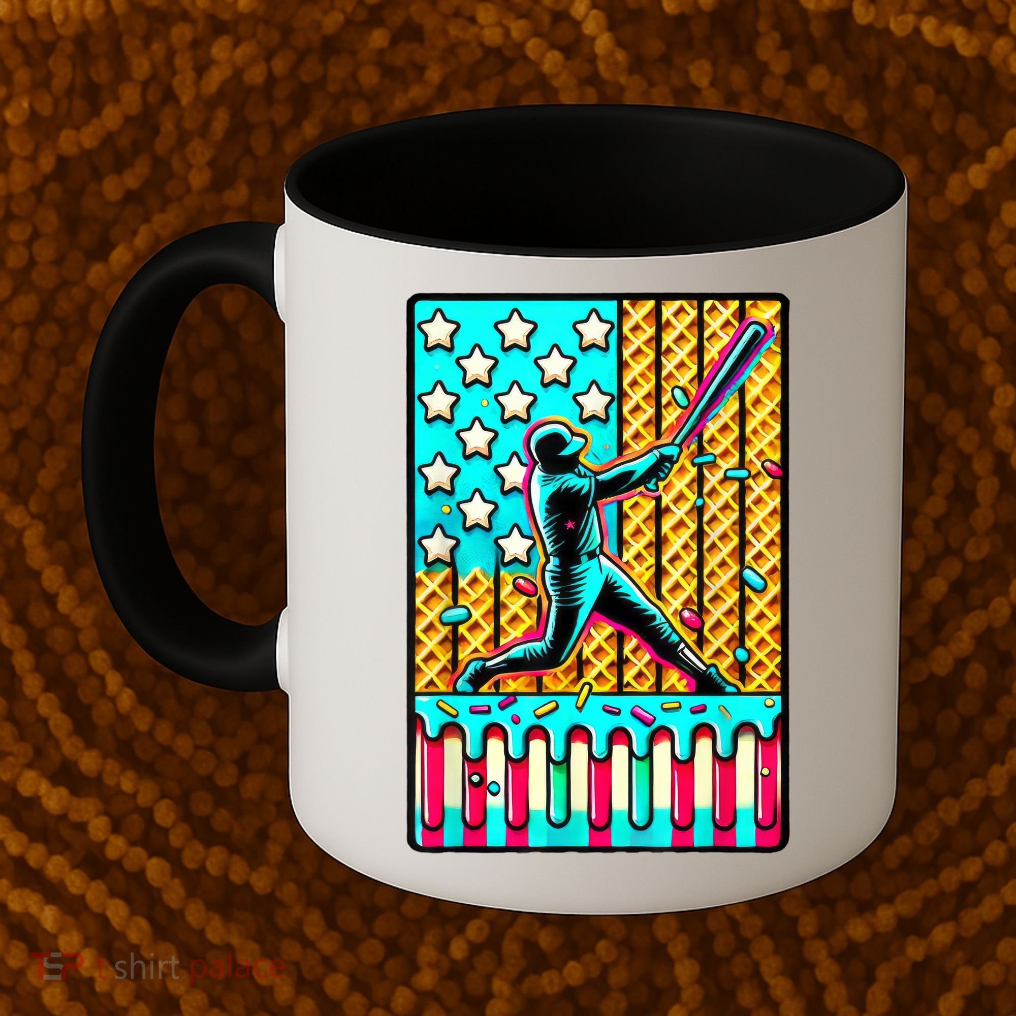 Ice Cream Drip Baseball Stuff Drip For Boy American Flag  Coffee Mug