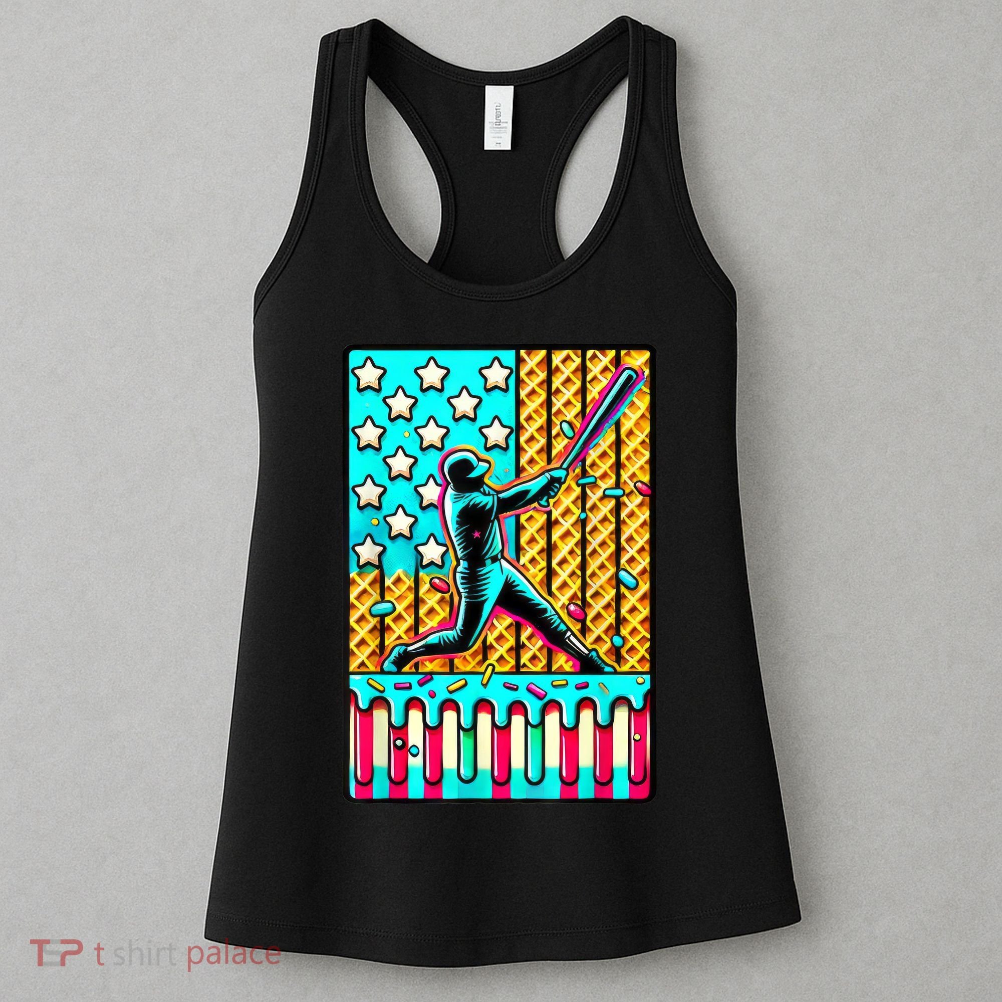 Ice Cream Drip Baseball Stuff Drip For Boy American Flag  Women's Tank Top