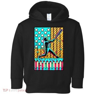 Ice Cream Drip Baseball Stuff Drip For Boy American Flag  Toddler Hoodie