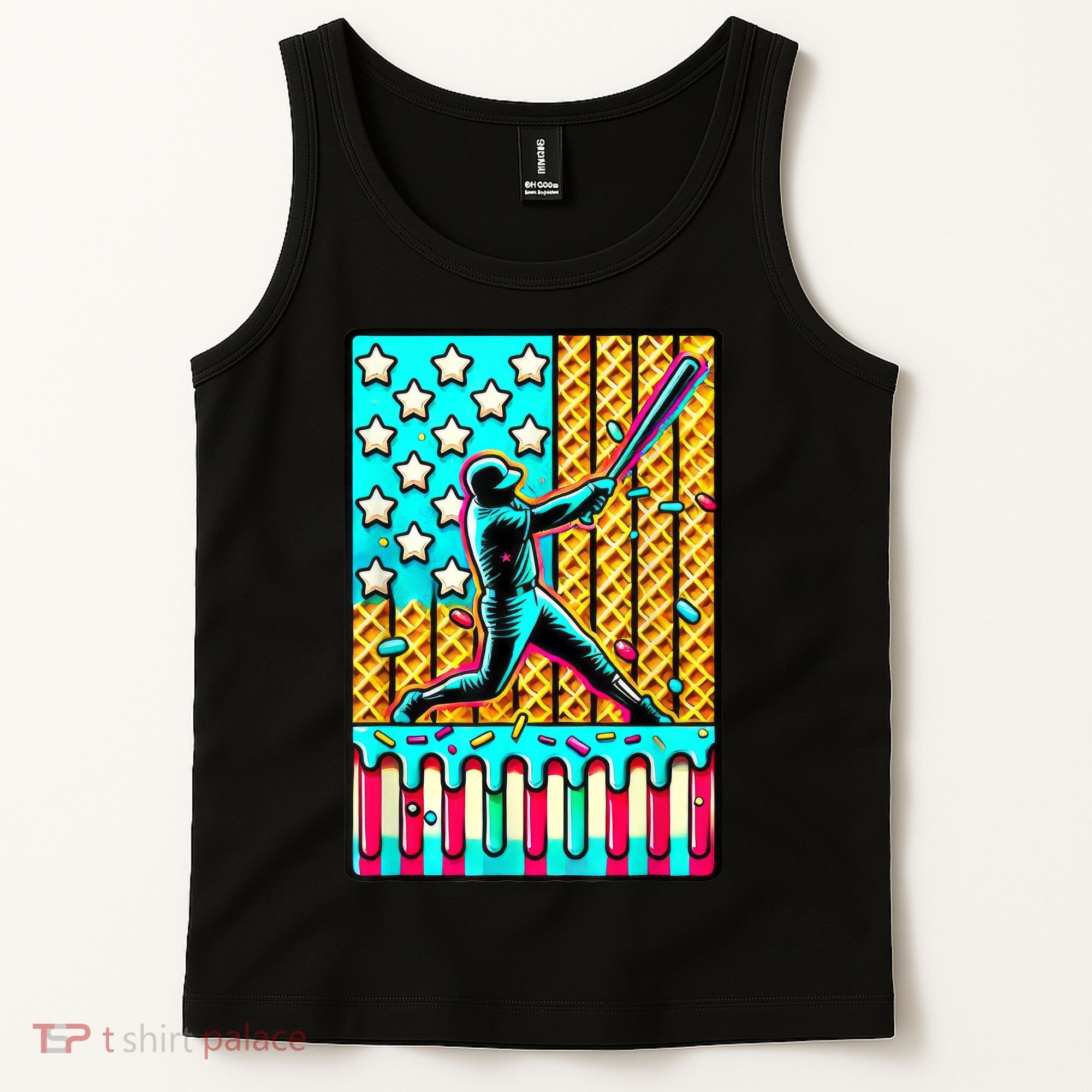 Ice Cream Drip Baseball Stuff Drip For Boy American Flag  Tank Top