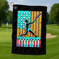Ice Cream Drip Baseball Stuff Drip For Boy American Flag  Golf Towel thumb 1