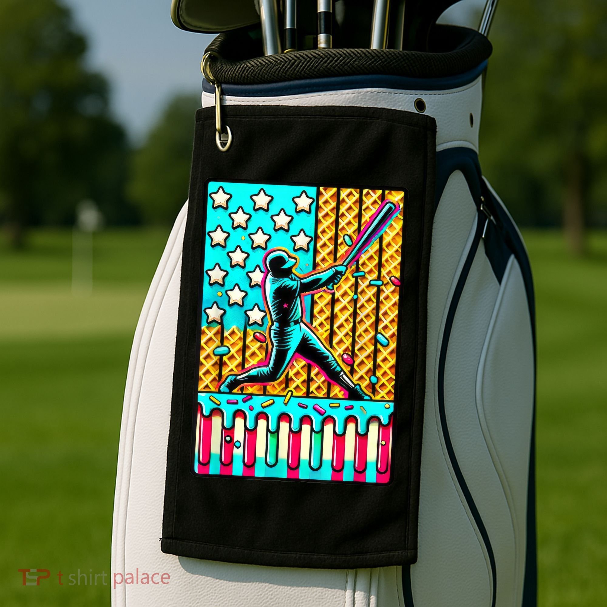 Ice Cream Drip Baseball Stuff Drip For Boy American Flag  Golf Towel