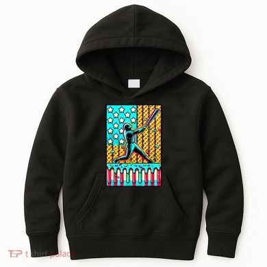 Ice Cream Drip Baseball Stuff Drip For Boy American Flag  Kids Hoodie