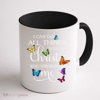 I Can Do All Things Through Christ Who Strengthens Me Butterfly Art Coffee Mug thumb 1
