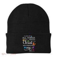 I Can Do All Things Through Christ Who Strengthens Me Butterfly Art Beanie thumb 0