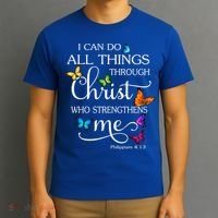 I Can Do All Things Through Christ Who Strengthens Me Butterfly Art T-Shirt thumb 3