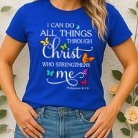 I Can Do All Things Through Christ Who Strengthens Me Butterfly Art Women's T-Shirt thumb 2
