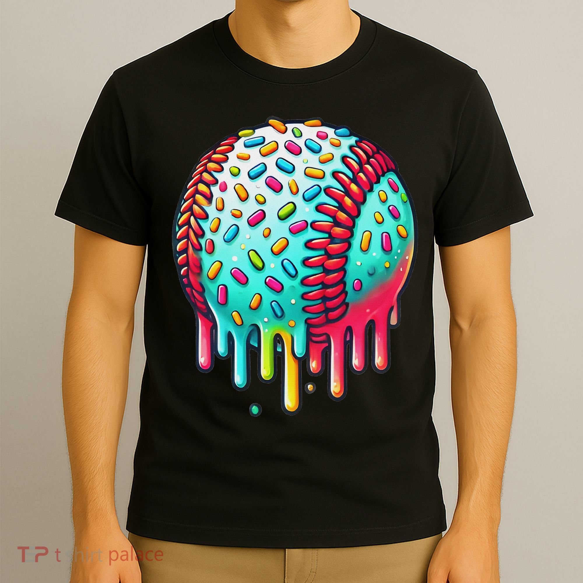 Ice Cream Drip Baseball Stuff Baseball Drip For T-Shirt