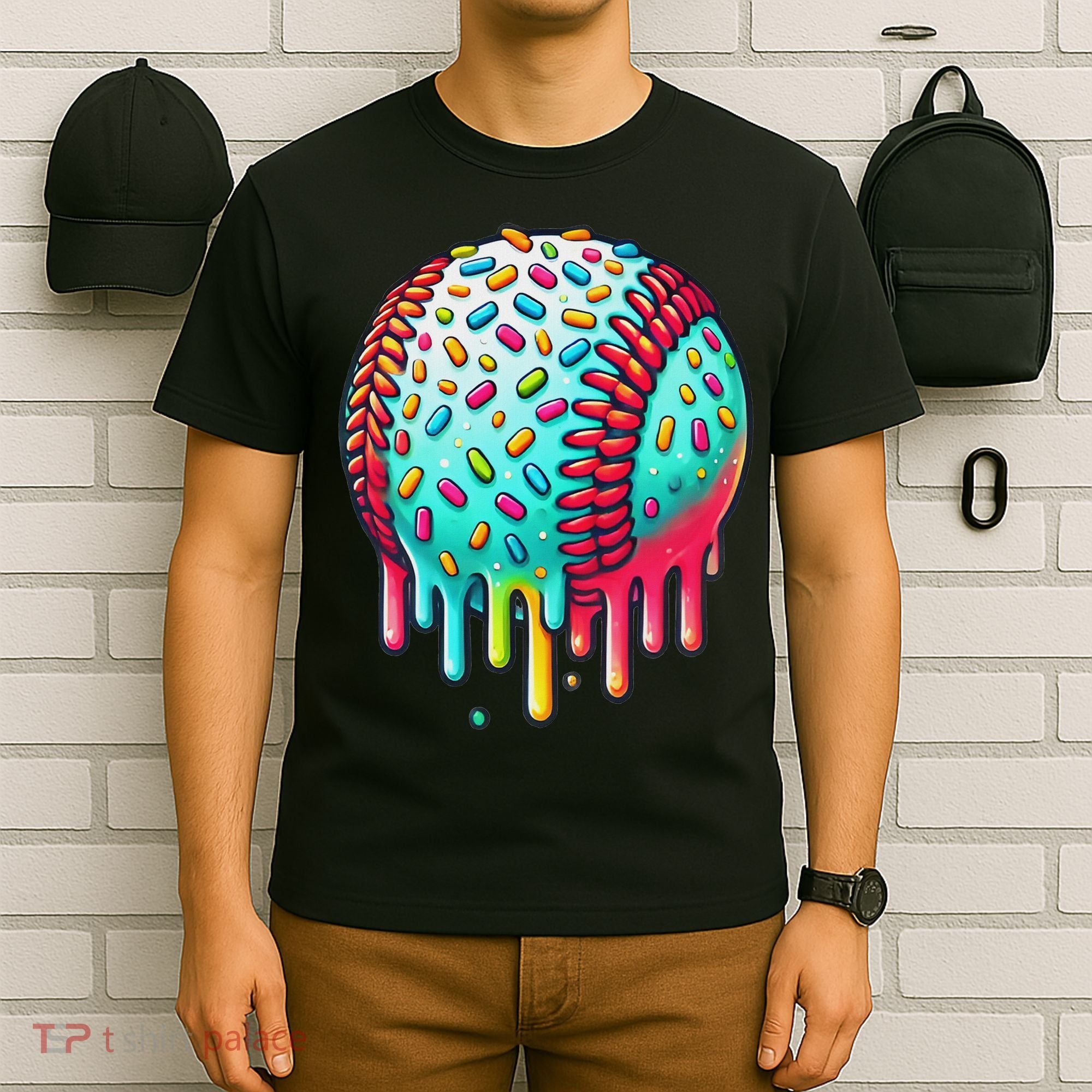 Ice Cream Drip Baseball Stuff Baseball Drip For T-Shirt