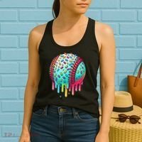 Ice Cream Drip Baseball Stuff Baseball Drip For Women's Tank Top thumb 2