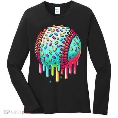 Ice Cream Drip Baseball Stuff Baseball Drip For Women's Long Sleeve Shirt