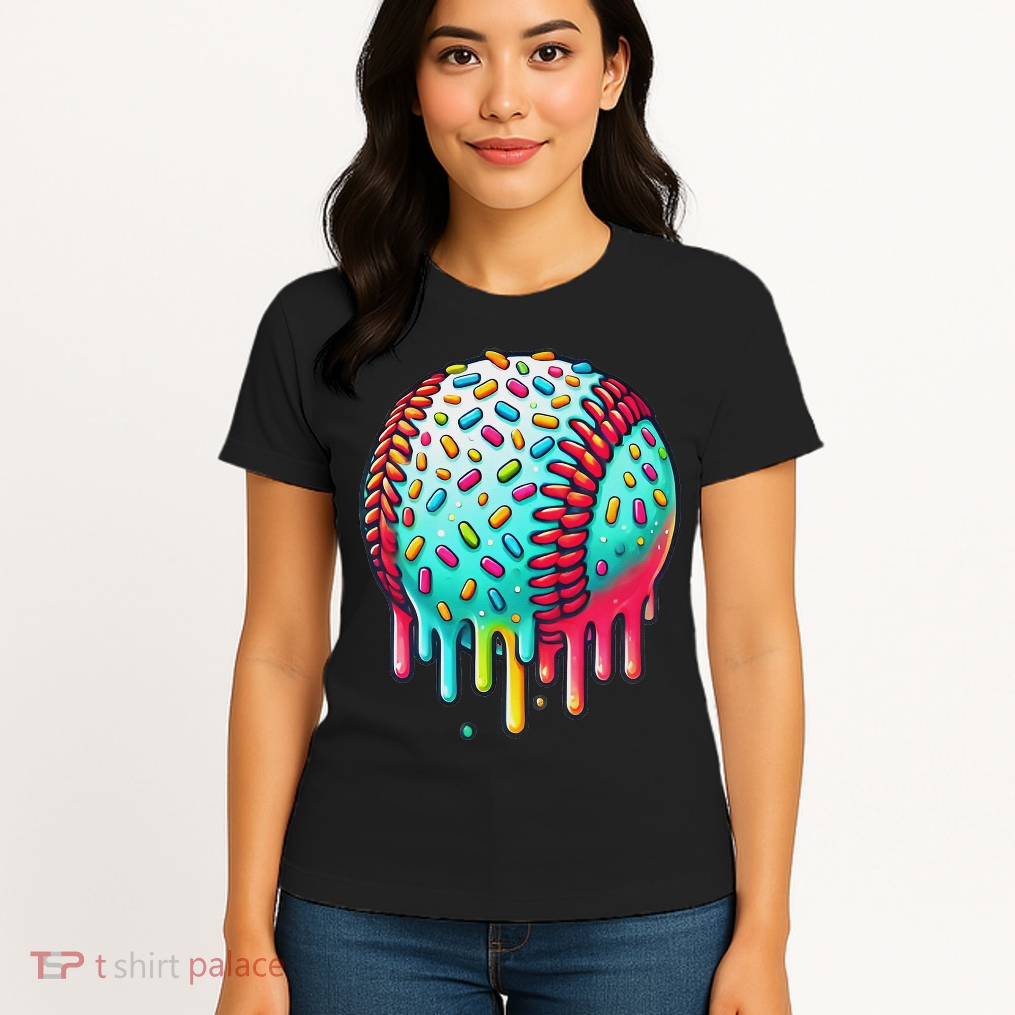 Ice Cream Drip Baseball Stuff Baseball Drip For Women's T-Shirt