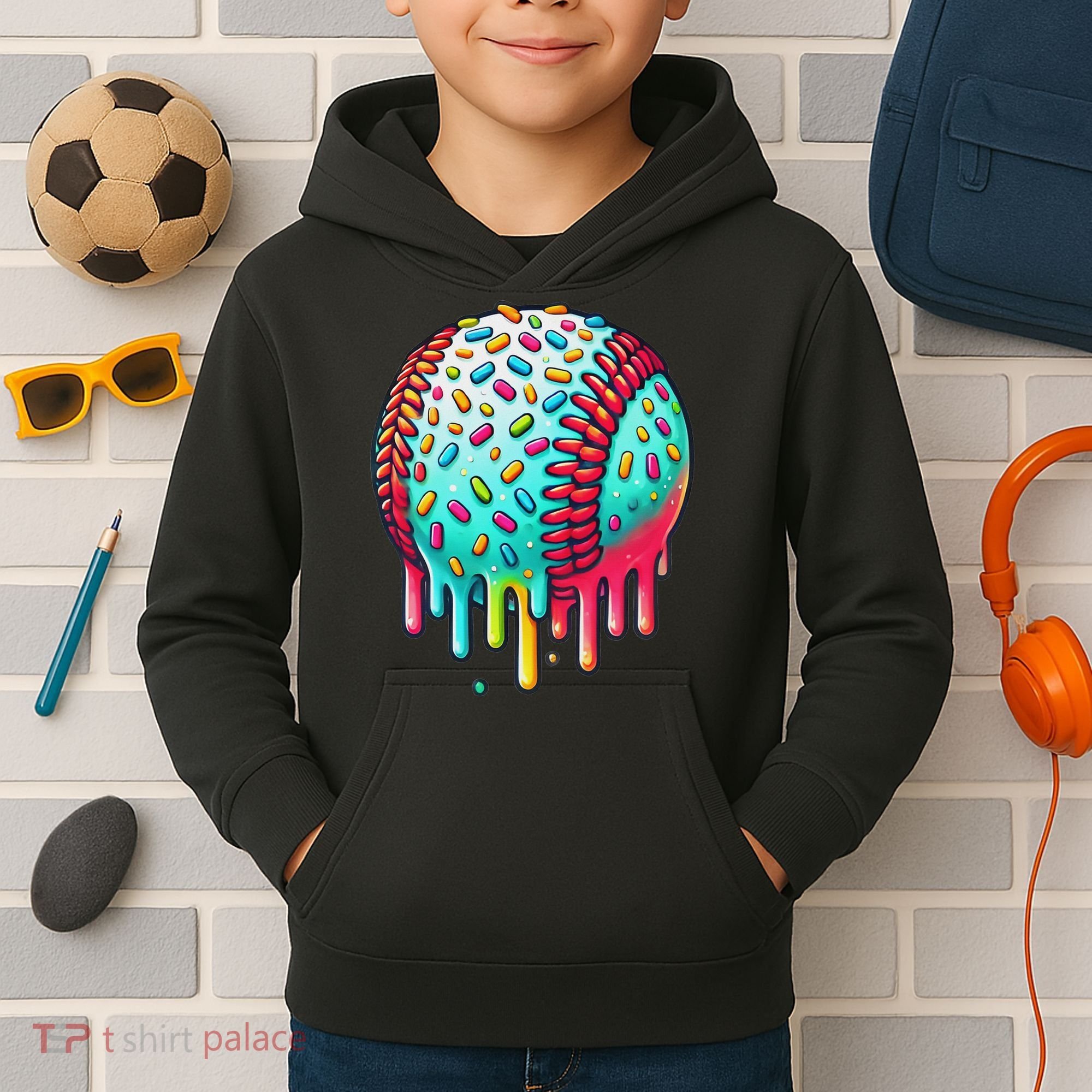 Ice Cream Drip Baseball Stuff Baseball Drip For Kids Hoodie