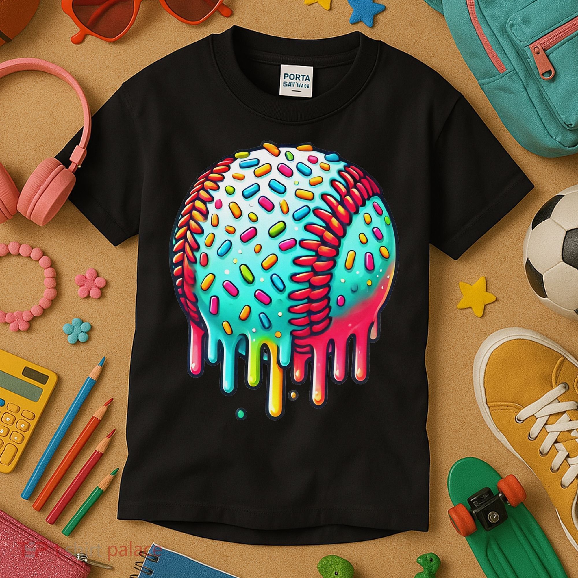 Ice Cream Drip Baseball Stuff Baseball Drip For Kids T-Shirt