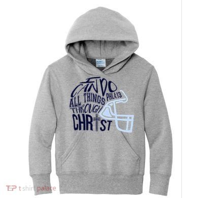 I Can Do All Things Through Christ Football Kids Hoodie