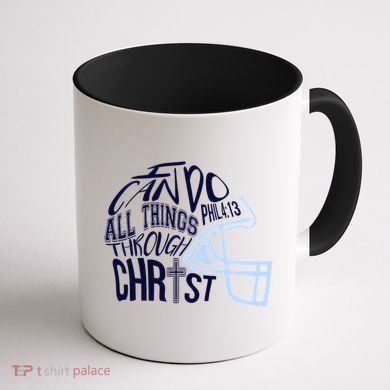 I Can Do All Things Through Christ Football Coffee Mug back