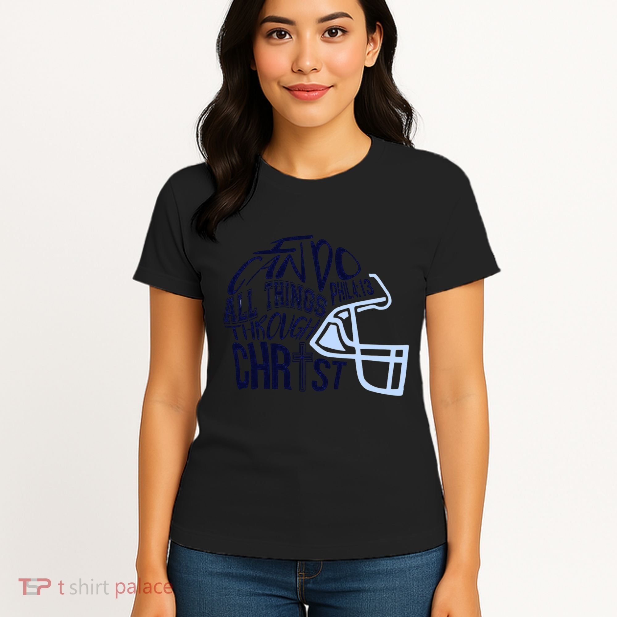 I Can Do All Things Through Christ Football Women's T-Shirt