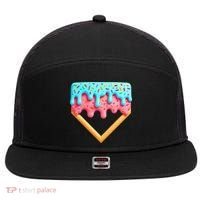 Ice Cream Drip Baseball Stuff Baseball Home Plate Dripping 7 Panel Mesh Trucker Snapback Hat thumb 0