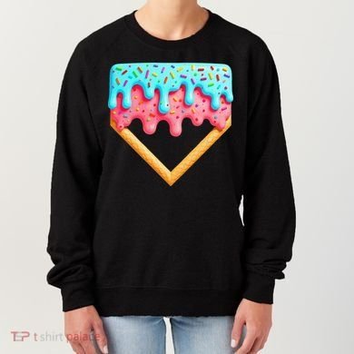 Ice Cream Drip Baseball Stuff Baseball Home Plate Dripping Women's Sweatshirt