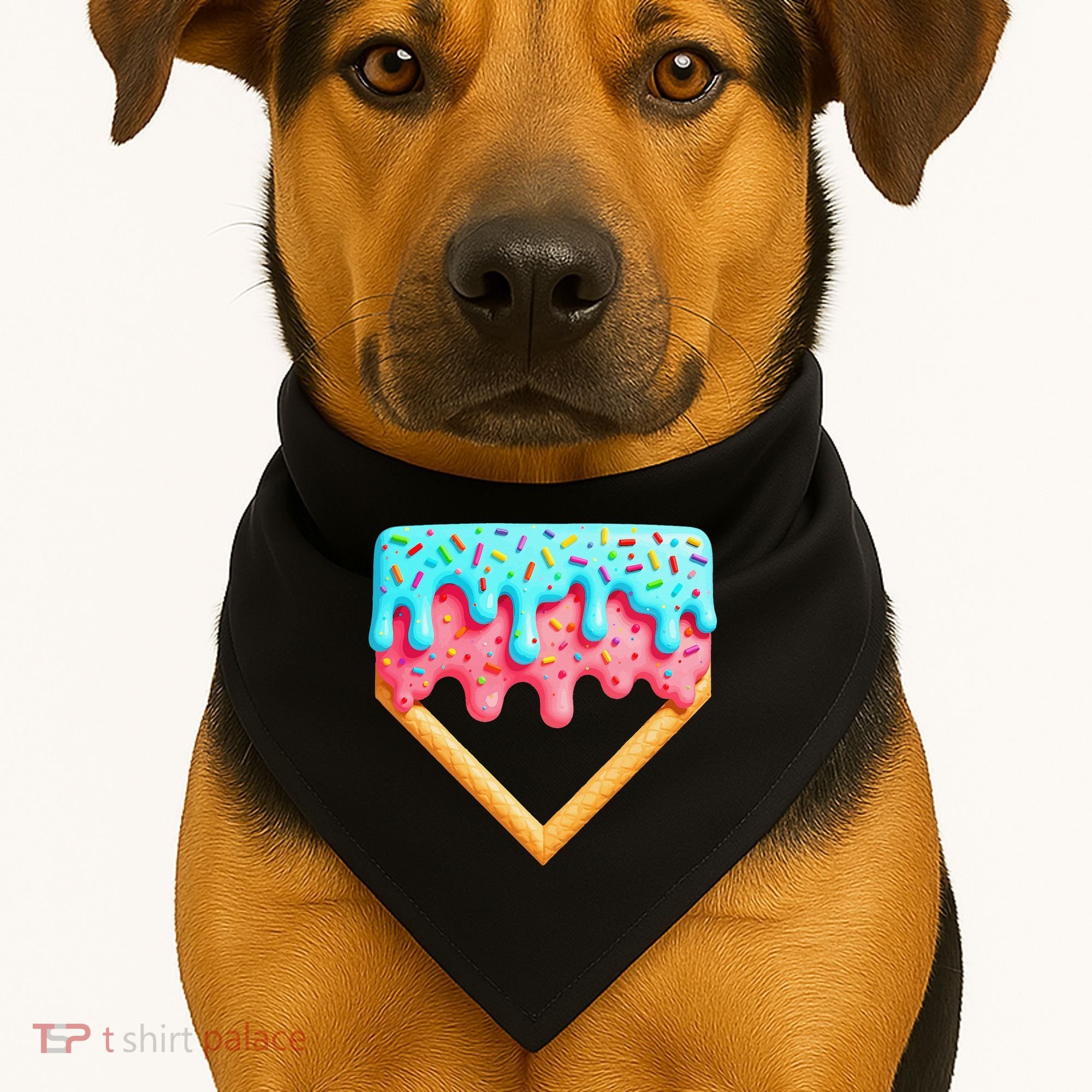 Ice Cream Drip Baseball Stuff Baseball Home Plate Dripping USA-Made Doggie Bandana