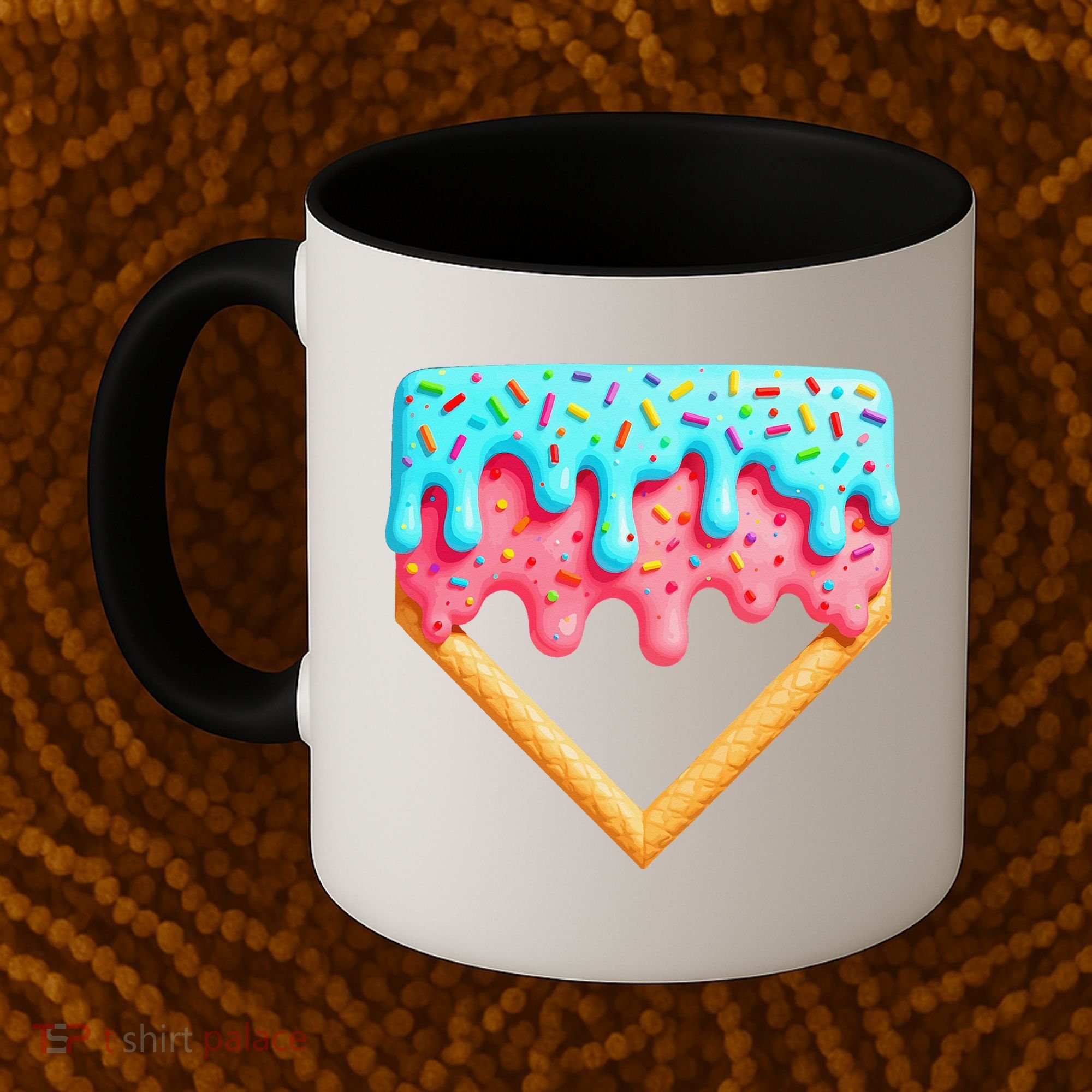 Ice Cream Drip Baseball Stuff Baseball Home Plate Dripping Coffee Mug