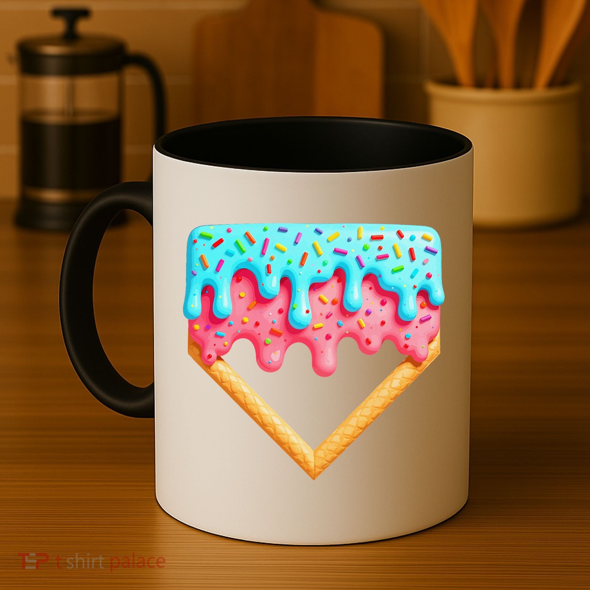 Ice Cream Drip Baseball Stuff Baseball Home Plate Dripping Coffee Mug