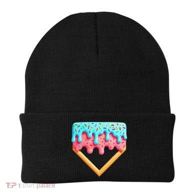 Ice Cream Drip Baseball Stuff Baseball Home Plate Dripping Beanie