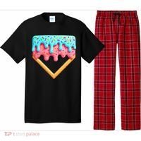 Ice Cream Drip Baseball Stuff Baseball Home Plate Dripping Pajama Set thumb 0