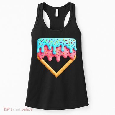 Ice Cream Drip Baseball Stuff Baseball Home Plate Dripping Women's Tank Top