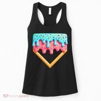 Ice Cream Drip Baseball Stuff Baseball Home Plate Dripping Women's Tank Top thumb 0