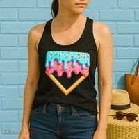 Ice Cream Drip Baseball Stuff Baseball Home Plate Dripping Women's Tank Top thumb 2