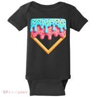 Ice Cream Drip Baseball Stuff Baseball Home Plate Dripping Baby Bodysuit thumb 0