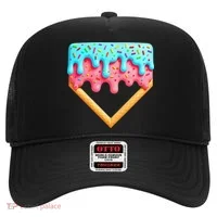 Ice Cream Drip Baseball Stuff Baseball Home Plate Dripping Hat thumb 0