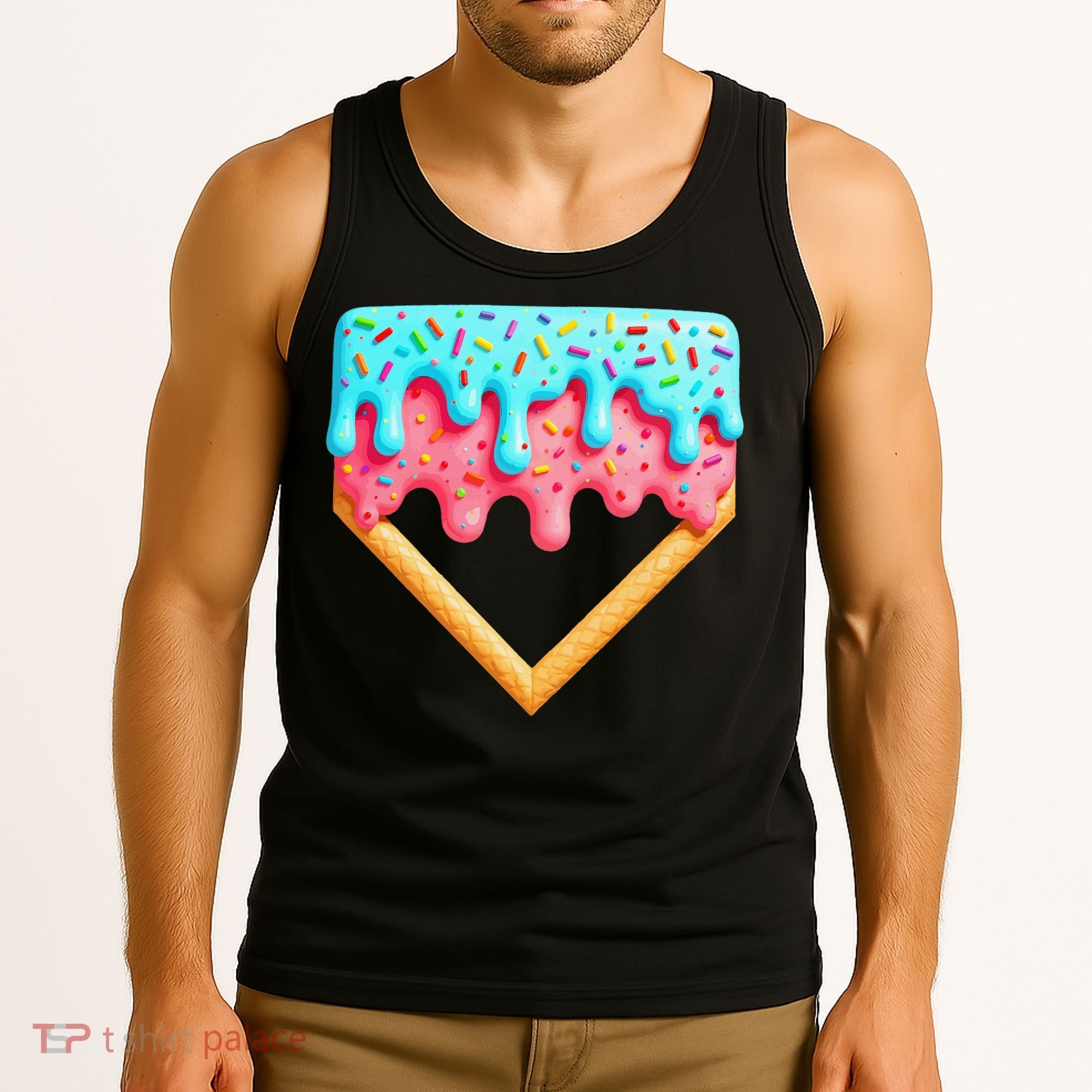 Ice Cream Drip Baseball Stuff Baseball Home Plate Dripping Tank Top