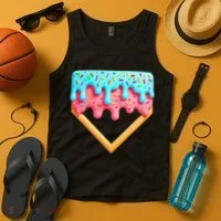 Ice Cream Drip Baseball Stuff Baseball Home Plate Dripping Tank Top thumb 4