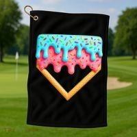 Ice Cream Drip Baseball Stuff Baseball Home Plate Dripping Golf Towel thumb 1