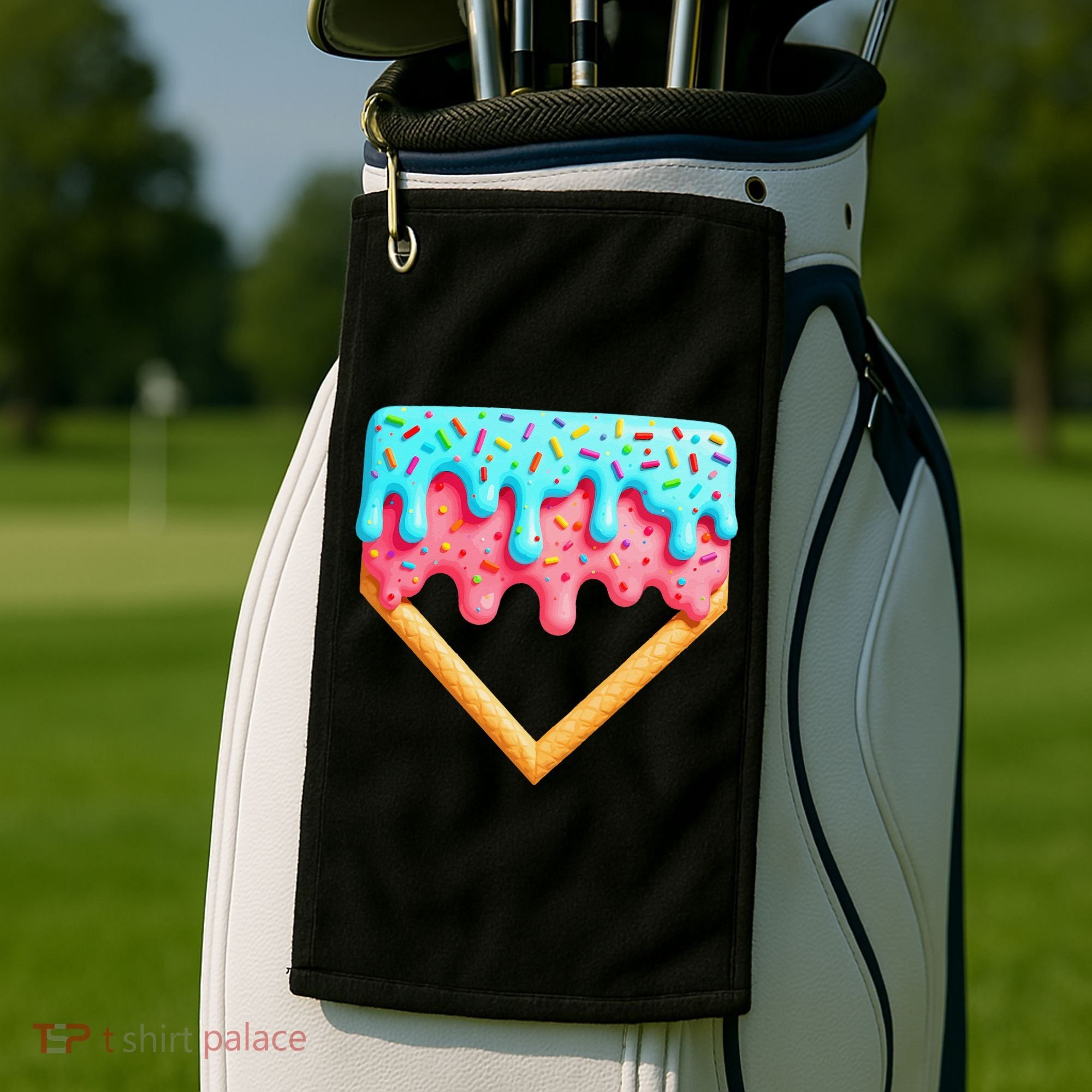 Ice Cream Drip Baseball Stuff Baseball Home Plate Dripping Golf Towel